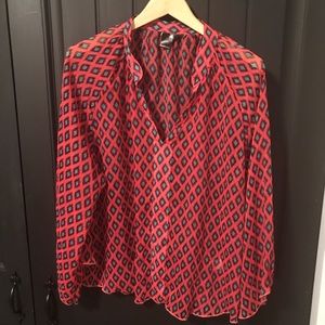 Sheer Coral Top with Diamond Pattern